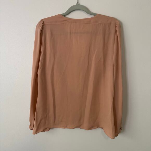 Rebecca Taylor light pink silk long sleeve v-neck top size 12 - Picture 10 of 14